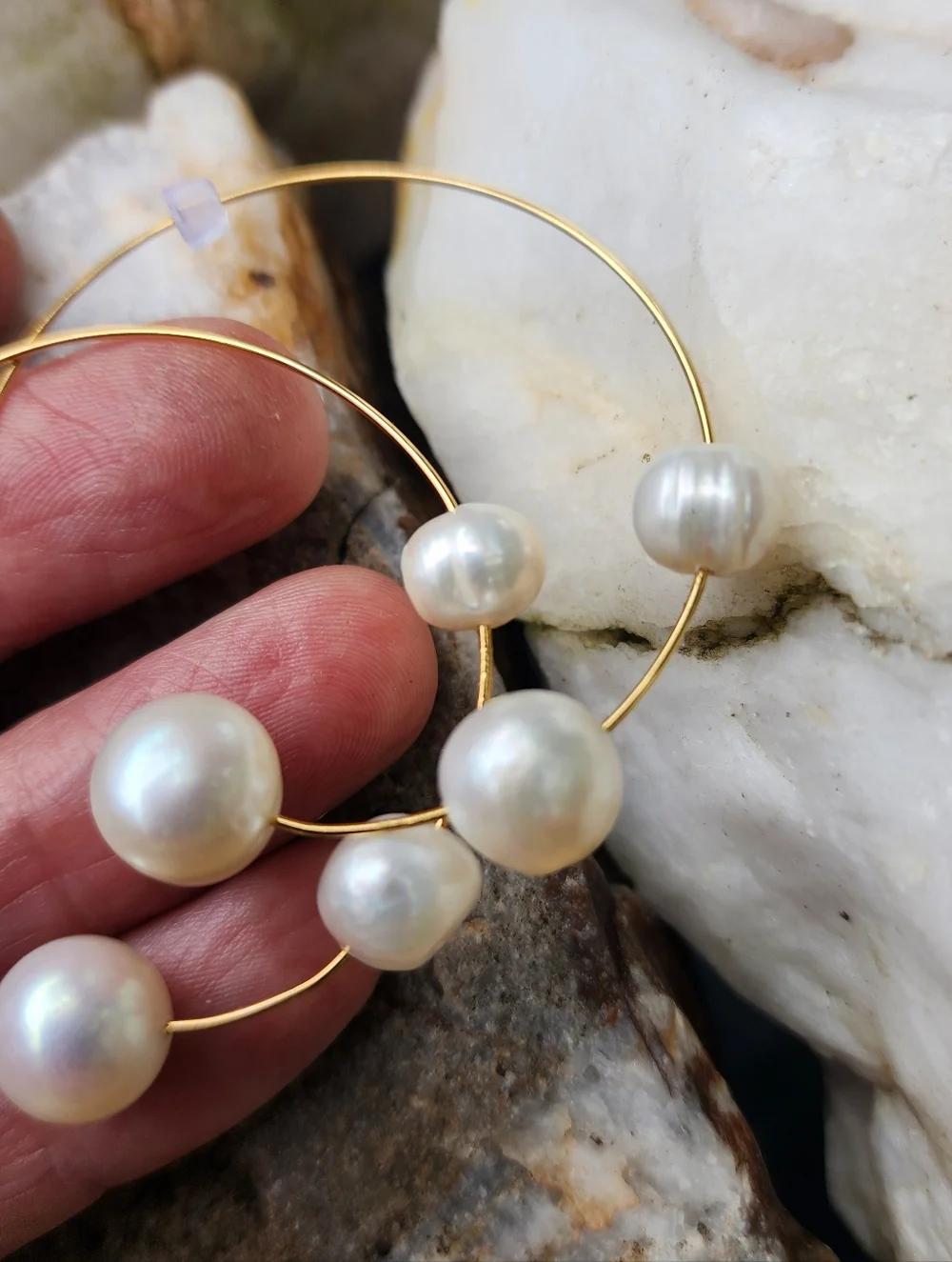 Cult Gaia Natural Irregular Shape Nubia Earring Freshwater Pearl Gold Hoop